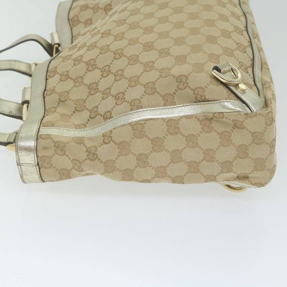 GUCCI GG Canvas Hand Bag Beige Gold Tone 170004 Auth ep2669 - Picture 4 of 16